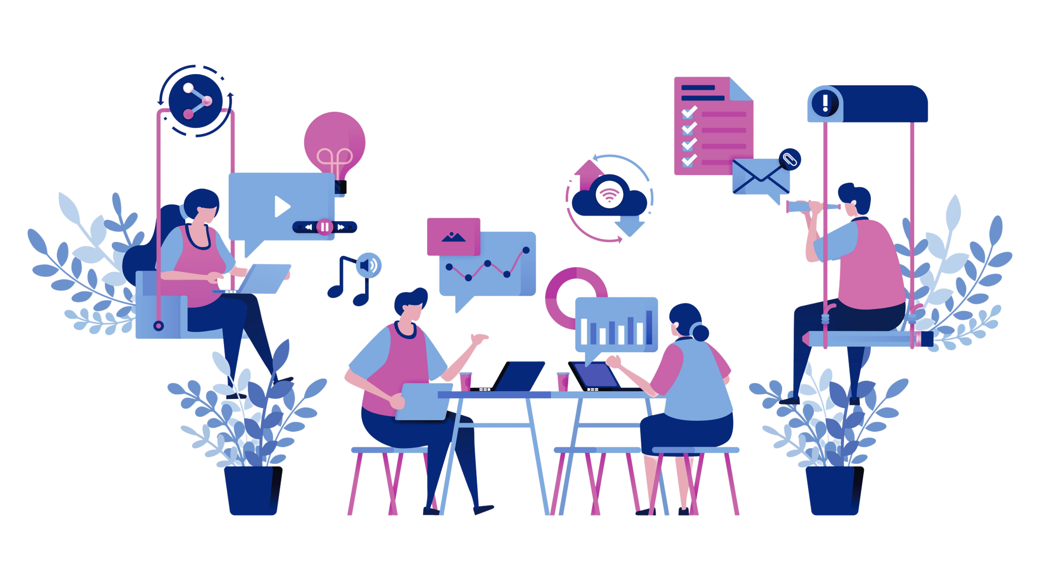 illustration of developers working as a group